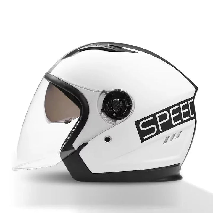 Lisslune | Retro 3/4 Open-Face Motorcycle Helmet with Dual Lens – AeroRide