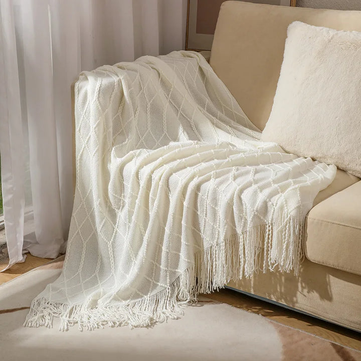 Lisslune | purple diamond knit blanket