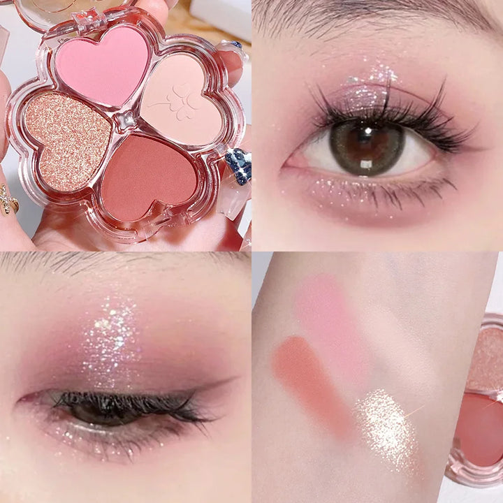Rynx | 4 Color Eyeshadow Palette Blush Eyeliner Eyeshadow Highlighter Contour Palette Eye Makeup Sweet Beauty Cosmetics