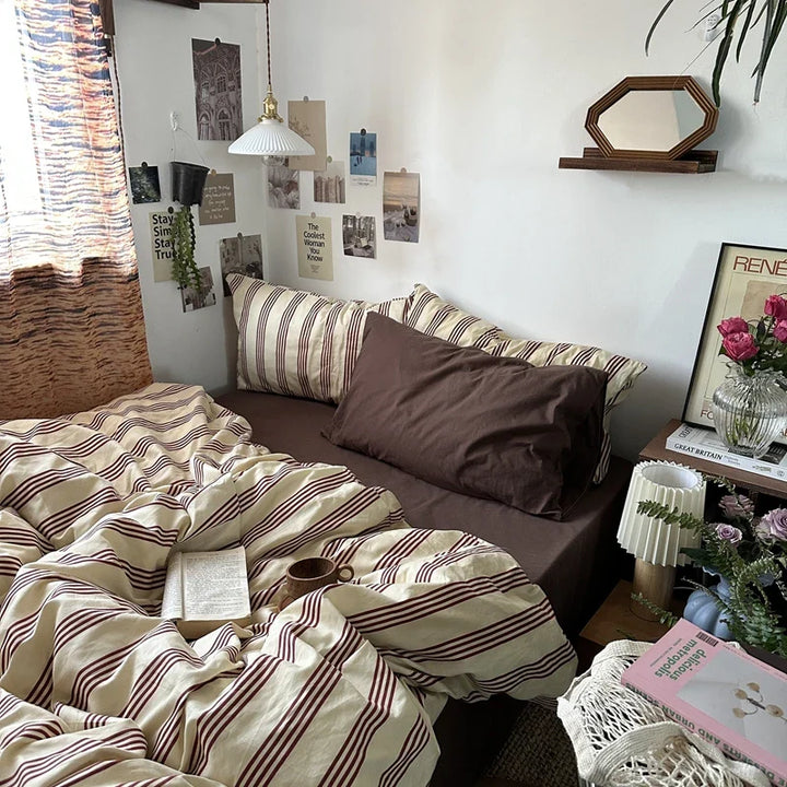 Rynx | Bedding duvet cover stripes boys girls twin queen size duvet cover pillowcase bedding adult fashion home textiles Nordic sling