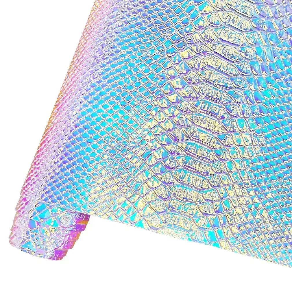Lisslune | Iridescent Holographic Snake Skin PU Leather Craft Roll for Creative DIY Adventures