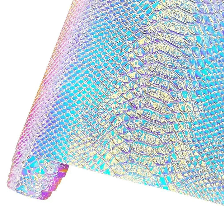 Lisslune | Iridescent Holographic Snake Skin PU Leather Craft Roll for Creative DIY Adventures