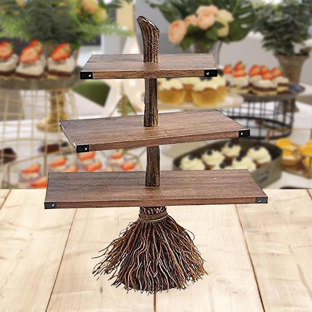 Lisslune | 3-Tiered Witch Broom Shape Stand