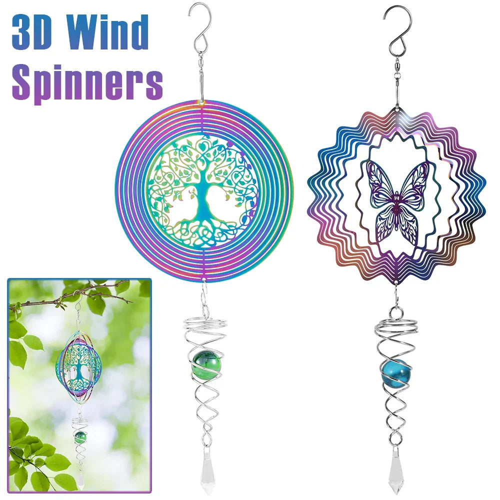 Lisslune | Stainless Steel Spiral Tail Outdoor 3D Wind Spinners