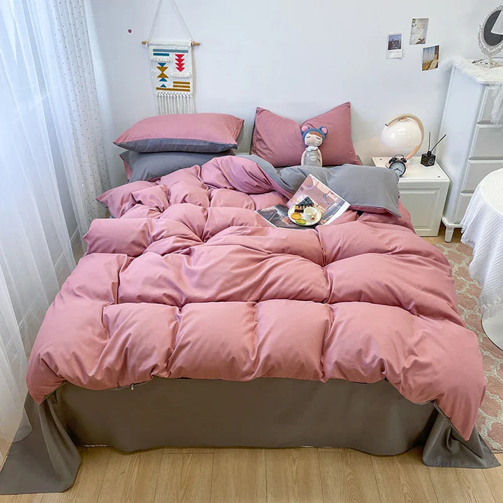 Rynx | Black Bedding Set Soft Bedding Washable Cotton Duvet Cover Pillowcase and Bed Sheet bedding set Home Bedding