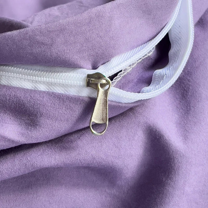 Rynx | INS Purple Bedding Set Girls Soft Washed Cotton Embroidered Sheet Set Queen King Size Duvet Cover Set with Pillowcases