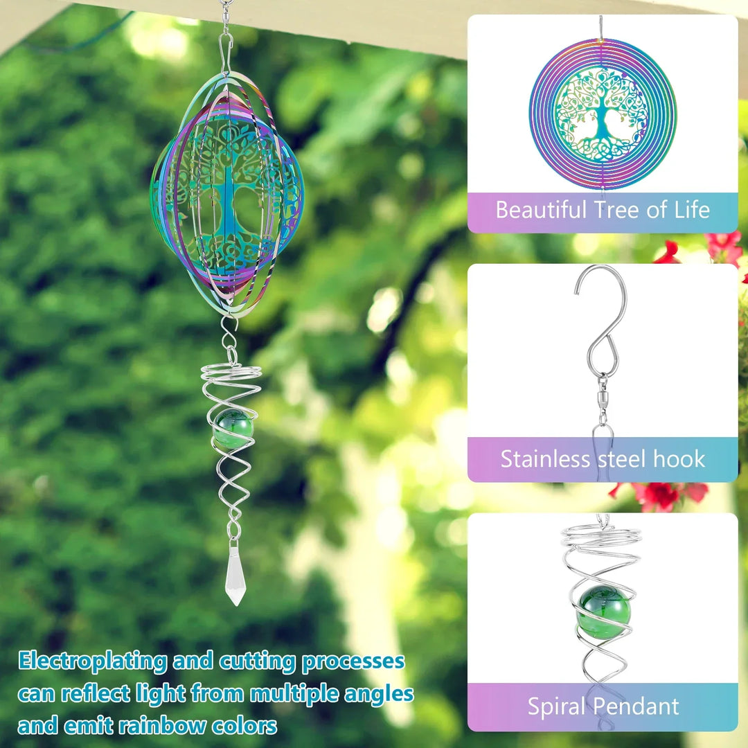 Lisslune | Stainless Steel Spiral Tail Outdoor 3D Wind Spinners
