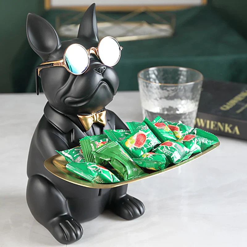 Lisslune | French Bulldog Figurine with Tray for Stylish Decoration