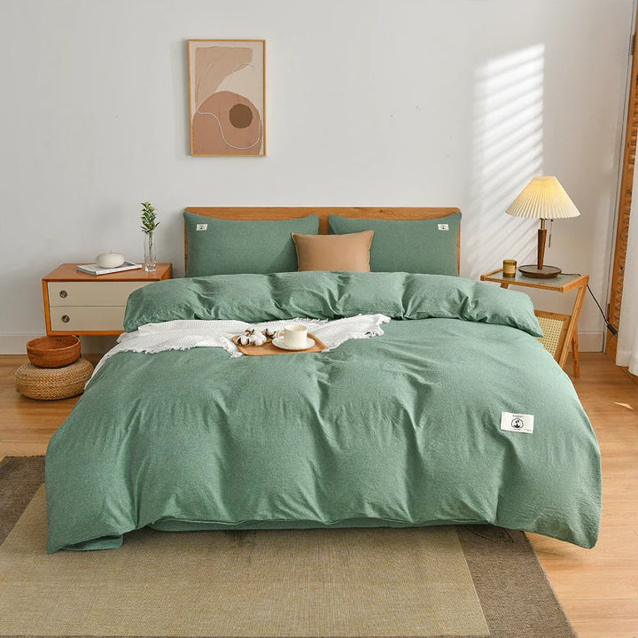 Rynx | 100% Cotton Duvet Cover Set with Pillowcase Japanese Style Grid Duvet Cover 220x240 Duvet Cover Set King Size