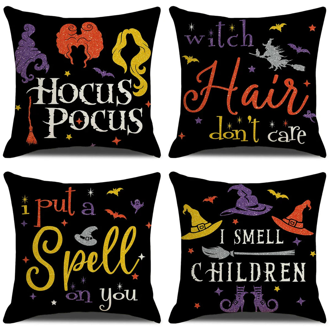 Rynx | 4PCS 45x45cm Halloween Pillowcase Pumpkin Wizard Ghost Halloween Decor For Home Decorative Sofa Car Chair Decor Pillowcase