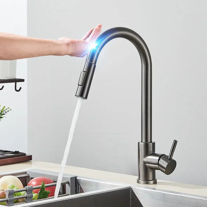 Lisslune | SmartTouch | Kitchen Faucet with Touch Sensor and Pull-Out Spray Head – Brushed Nickel