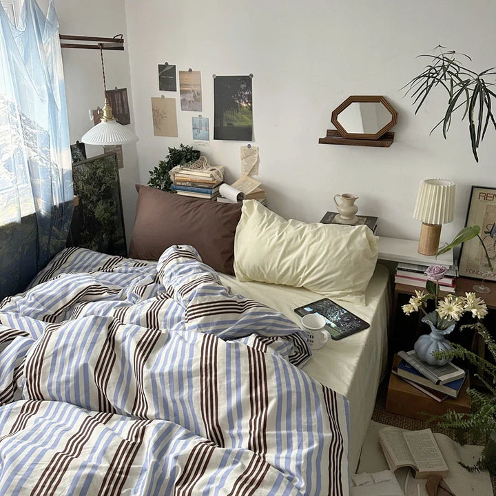 Rynx | Bedding duvet cover stripes boys girls twin queen size duvet cover pillowcase bedding adult fashion home textiles Nordic sling