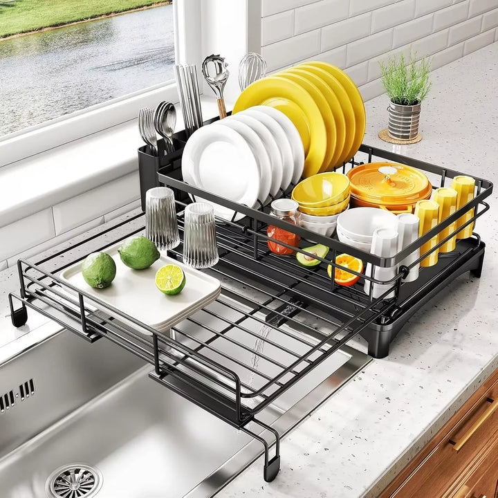 Lisslune | Dish Drying Rack with Drainboard & Large Cutlery Holder – Nova