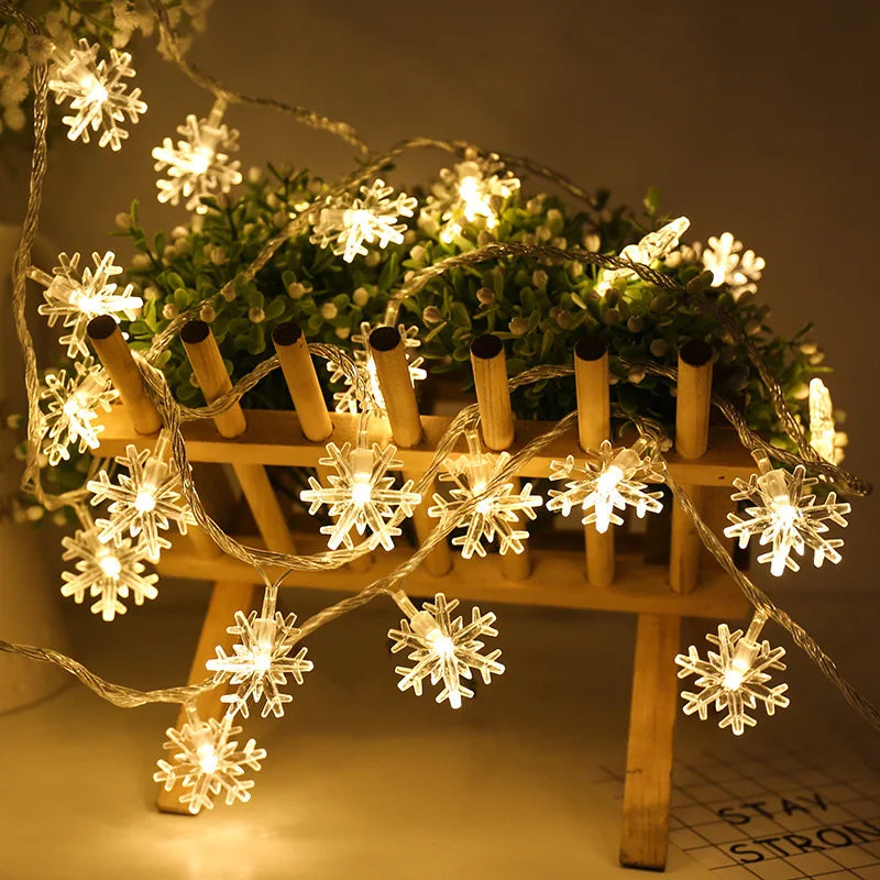 Rynx Snowflake LED Light Christmas Decorations For Home Hanging Garland Christmas Tree Decor Ornament Christmas Xmas Gift New Year