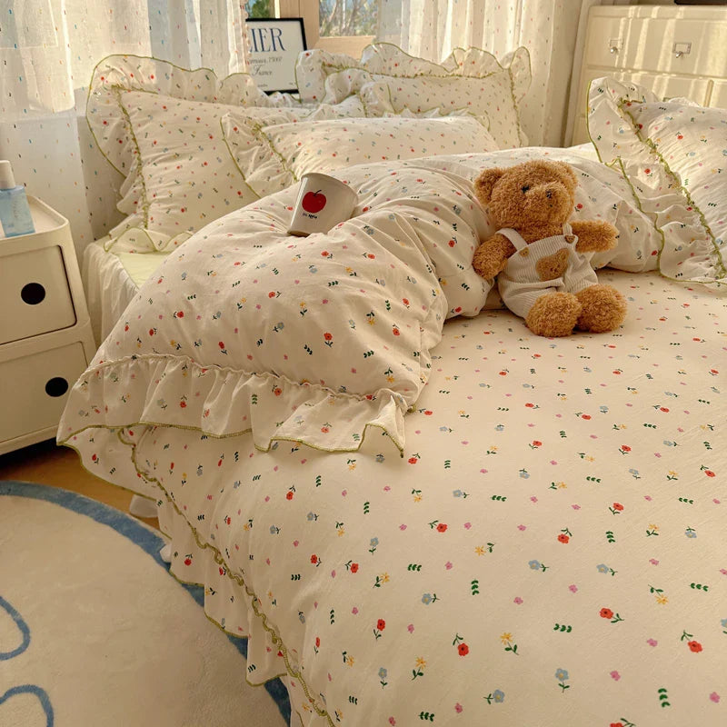 Rynx | Cute Print Bed Sheet Set Girls' Room Bedding Set Single/Double/Queen/King Size Bedding Set Soft Bedding sábanas para cama
