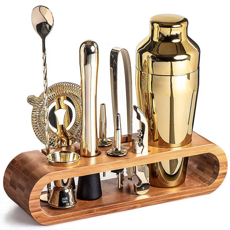 Lisslune | MixArt Metallic Bar Set | Elegant Cocktail and Bartender Set | Perfect Drinks Made Easy