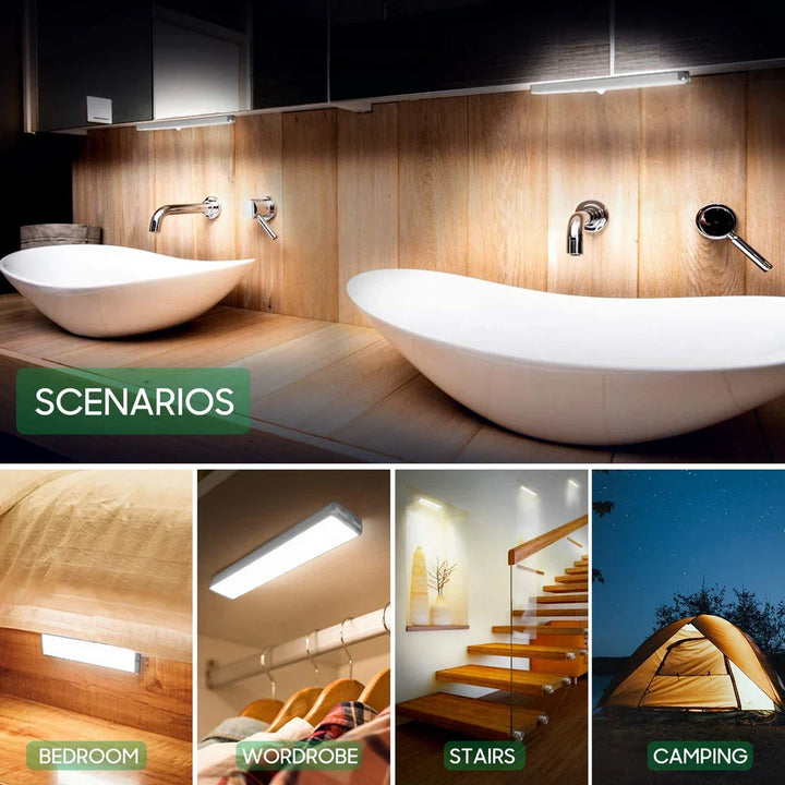 Lisslune | Wireless LED Motion Sensor Night Light for Kitchen, Bedroom, Closet, Stairway, and Cabinet Lighting