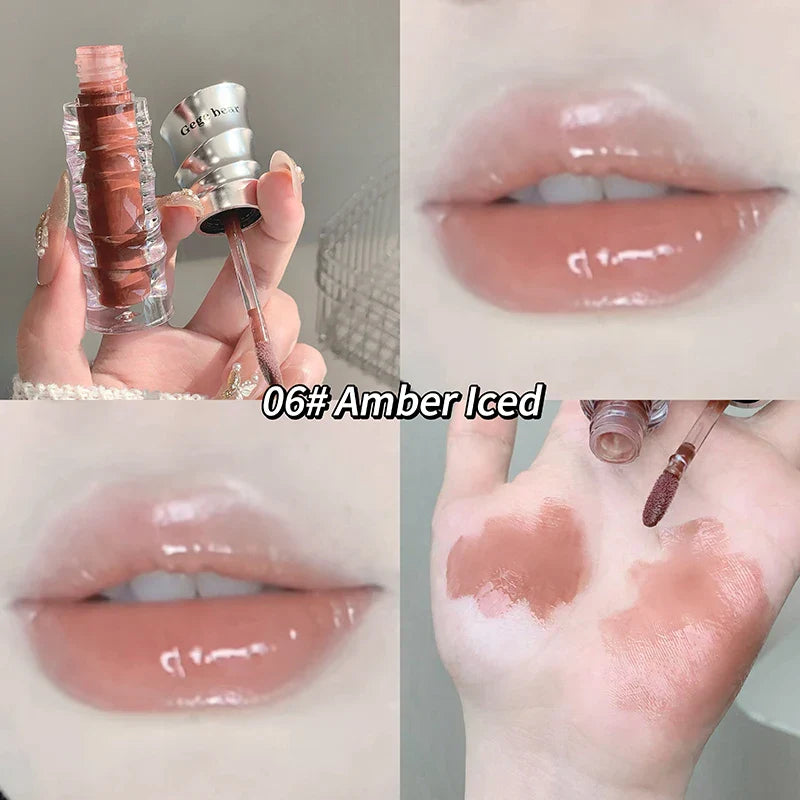 Lisslune | Wässriger, kristallklarer Jelly Lip Gloss Befeuchtet die Lippen Schimmert mit feinen Perlen Befeuchtender flüssiger Lippenstift Bringt die Lippenfarbe zum Strahlen