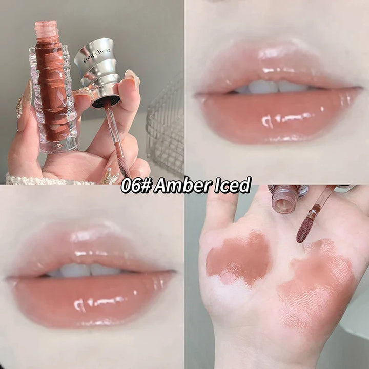 Lisslune | Wässriger, kristallklarer Jelly Lip Gloss Befeuchtet die Lippen Schimmert mit feinen Perlen Befeuchtender flüssiger Lippenstift Bringt die Lippenfarbe zum Strahlen