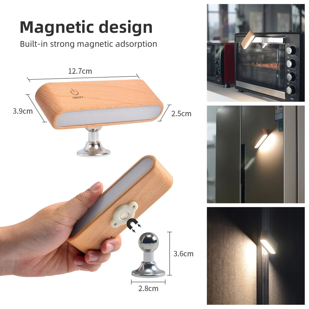 Lisslune | Rotatable Magnetic Wooden Rechargeable LED Night Lamp
