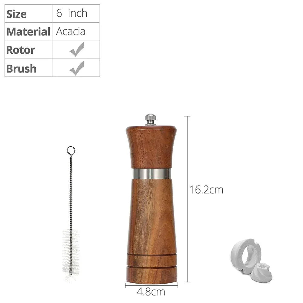 Lisslune | Customizable Ceramic Mill Acacia Wood Pepper Mill for Gourmets