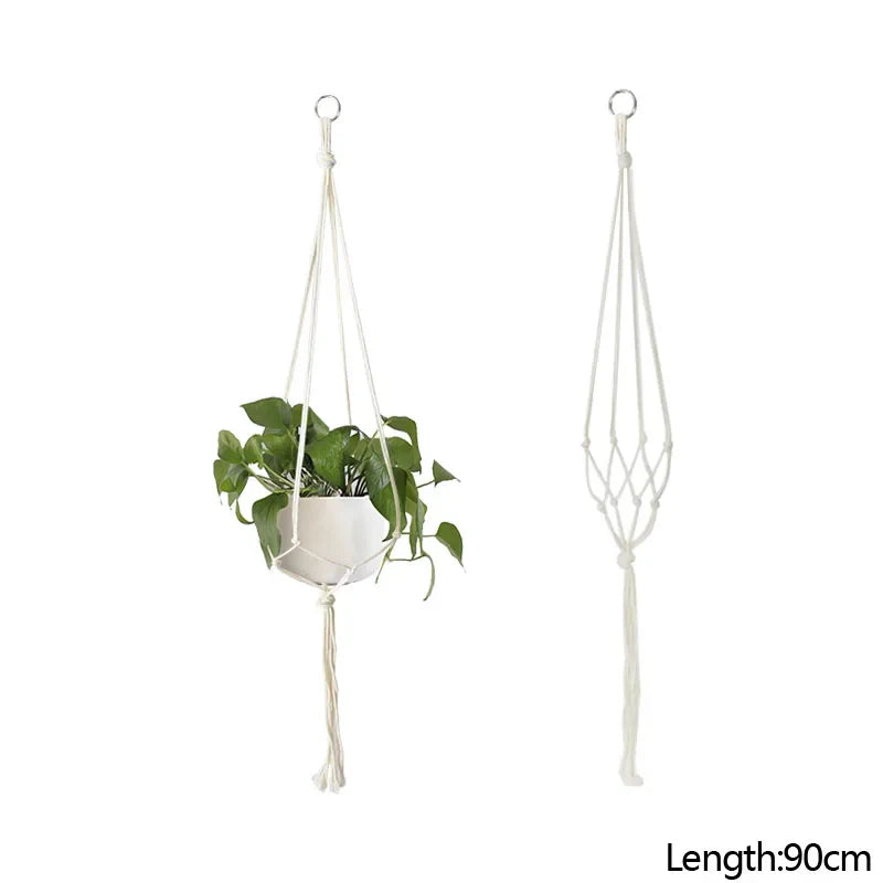 Rynx Macrame Handmade Plant Hanger Baskets Flower Pots Holders Balcony Hanging Decoration Knotted Lifting Rope Garden Supplies