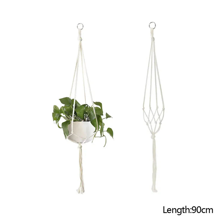 Rynx Macrame Handmade Plant Hanger Baskets Flower Pots Holders Balcony Hanging Decoration Knotted Lifting Rope Garden Supplies
