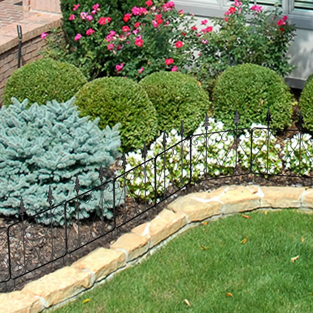 Rynx | 7 Panels Garden Animal Barrier Fence Stainless Steel Decorative Border for the Garden