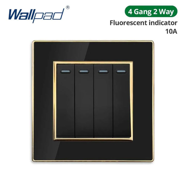 Lisslune | Luxurious black acrylic interchangeable panel with golden accents and universal sockets - 220V, multiple socket, modern design - Illuminated control panel with USB charging function