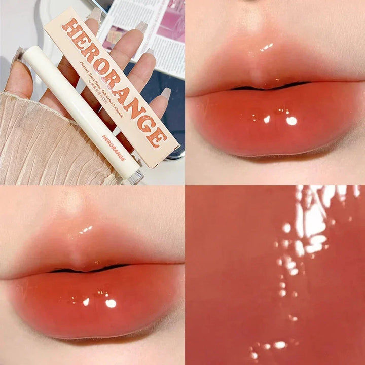 Rynx | Water Mirror Lipstick Long-lasting Non-sticky Cup Moisturizing Crystal Jelly Clear Brown Solid Lip Gloss Korean Lip Makeup Cosmetics