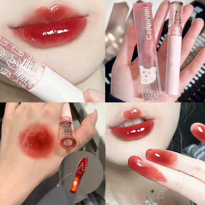 Rynx | Cherry Pink Mirror Water Lip Gloss 10 Colors Transparent Glass Lip Oil Waterproof Liquid Lipstick Nude Brown Clear Shade Makeup