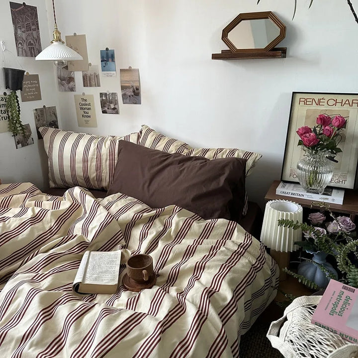 Rynx | Bedding duvet cover stripes boys girls twin queen size duvet cover pillowcase bedding adult fashion home textiles Nordic sling