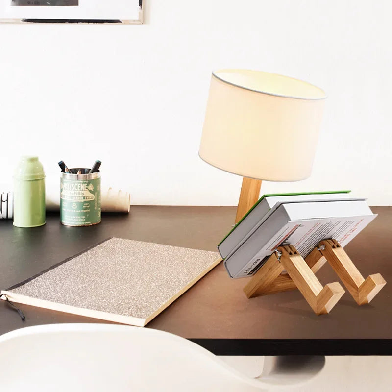 Lisslune | Wooden Table Lamp with Book Holder – Modern Design for Your Home