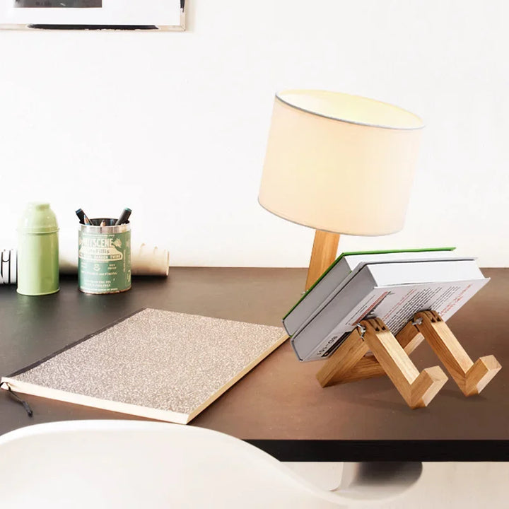 Lisslune | Wooden Table Lamp with Book Holder – Modern Design for Your Home