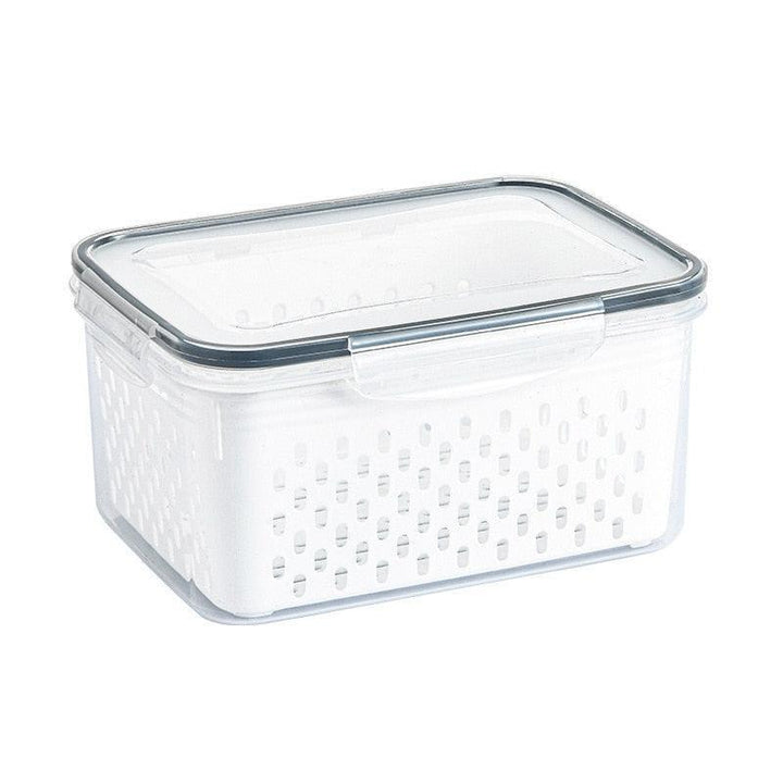 Lisslune | Refrigerator Storage Container with Draining Tray and Clear Lid for Organized Fruits and Vegetables