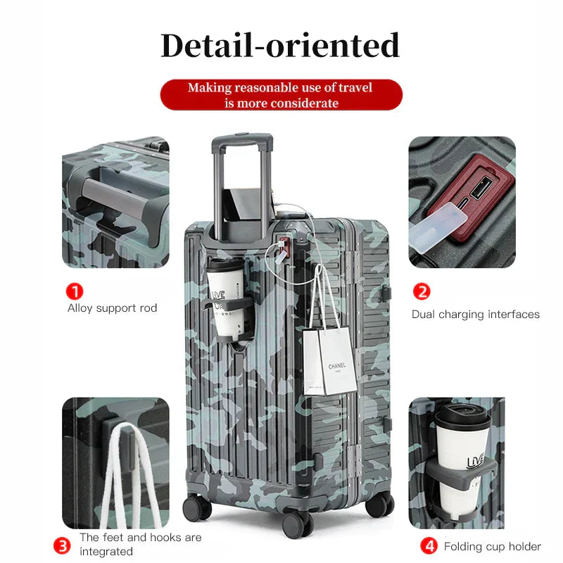 Lisslune | Zagreb – Wide Handle Hardshell Suitcase with Aluminium Frame & 360° Spinner Wheels