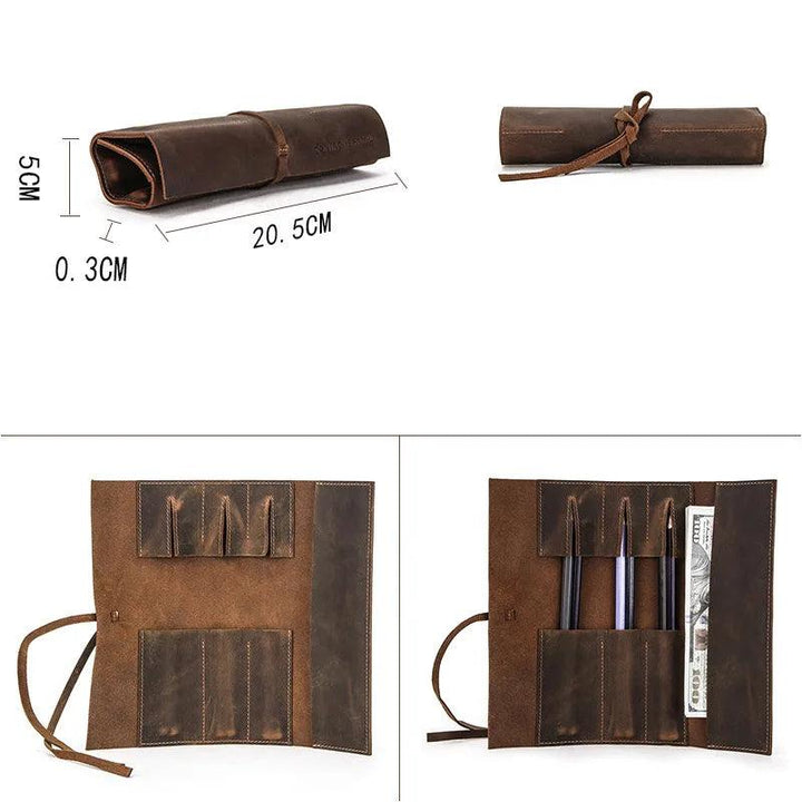 Lisslune | Luxurious Leather Pen Organizer with Removable Tray - Stylish Office and School Accessory