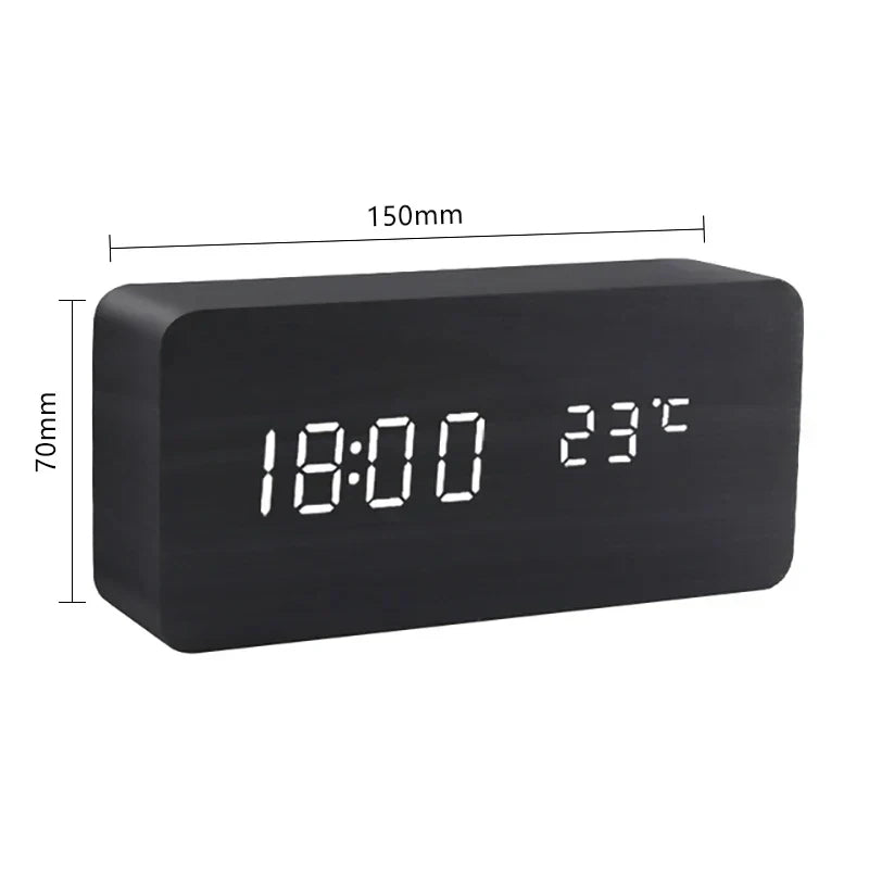 Lisslune | Wood LED Smart Alarm Clock for Bedroom