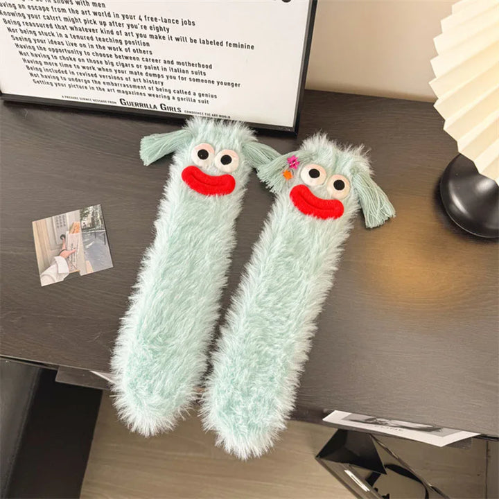Lisslune | Fluffy Cartoon Women's Socks with Face