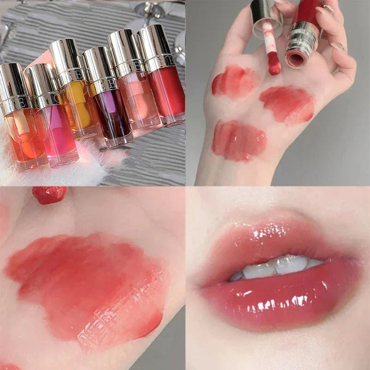 Rynx | Liquid Lipstick Mirror Jelly Tint Long-lasting Cherry Red Pink Lip Gloss 6 Colors Sexy Non-sticky Cup Lip Lacquer Korean Lip Oil Makeup