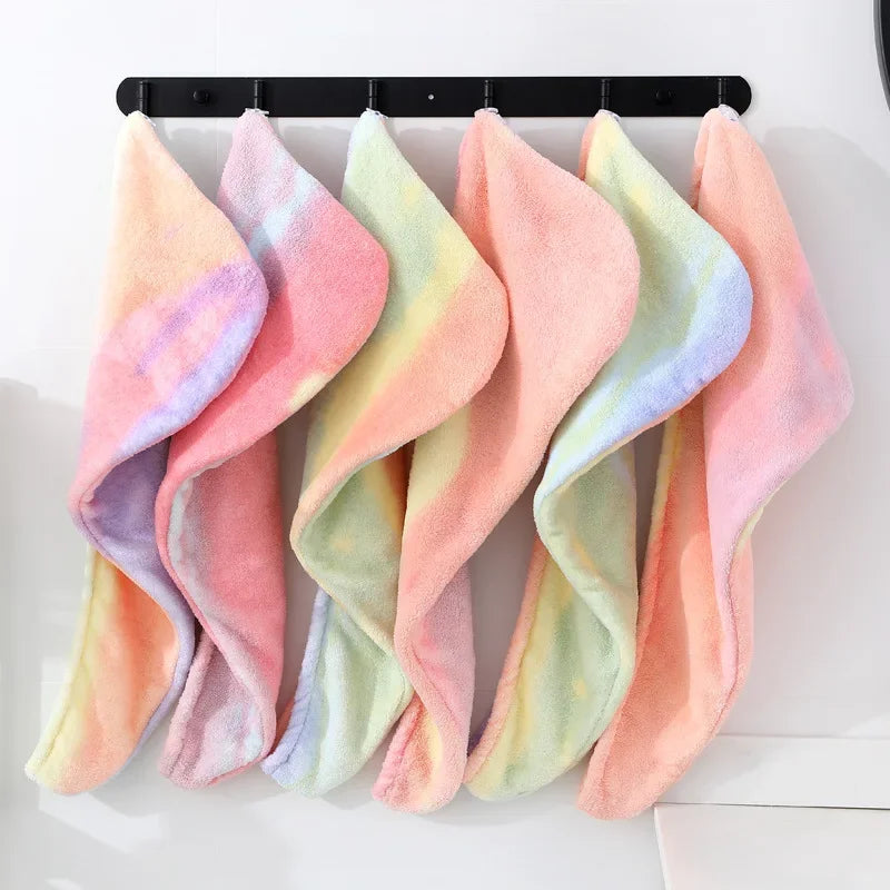 Rynx | 1pc Coral Fleece Shower Cap Rainbow Gradient Dry Hair Towel Soft and Absorbent Thick and Sweet Princess Cap Shampoo Dry Hair Cap