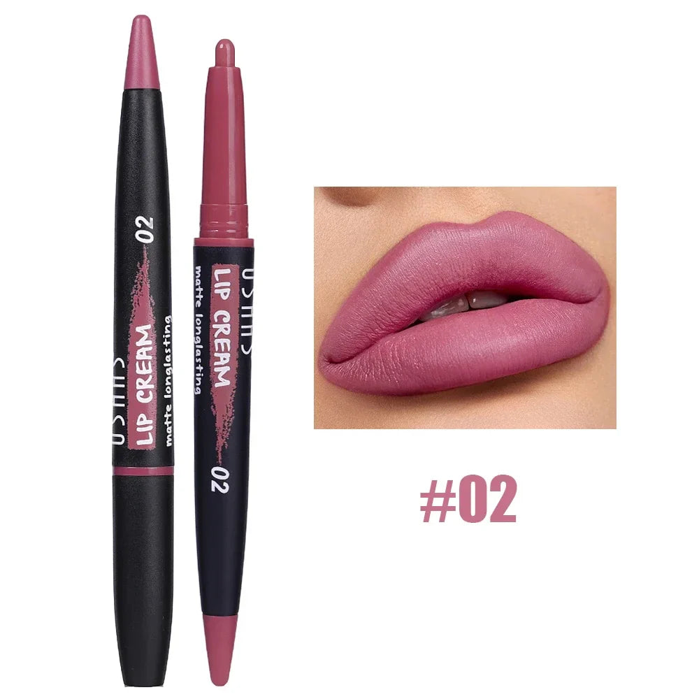 Rynx | Lipstick Pencil Lipliner Matte Contour 3D Lip Shape Lipstick Pencil Waterproof Long-lasting Non-sticky Cup Smooth Lipstick Pencil Makeup