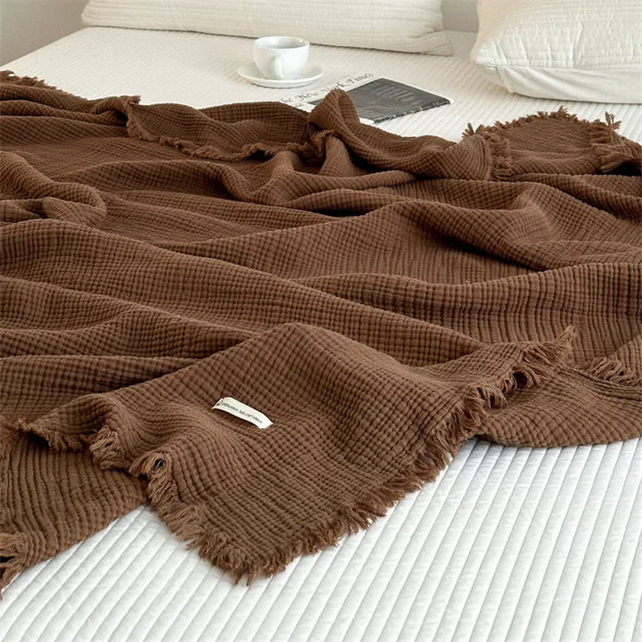 Lisslune | Solid color cotton sofa blanket