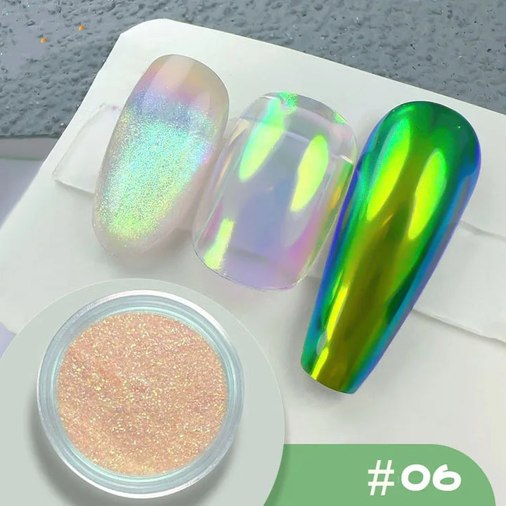 Rynx | 1jar Chrome Chameleon Aurora Nail Powder Metallic Effect Nail Glitter Pigment Mirror Nail Rubbing Dust Gel Nail Polish Accessories