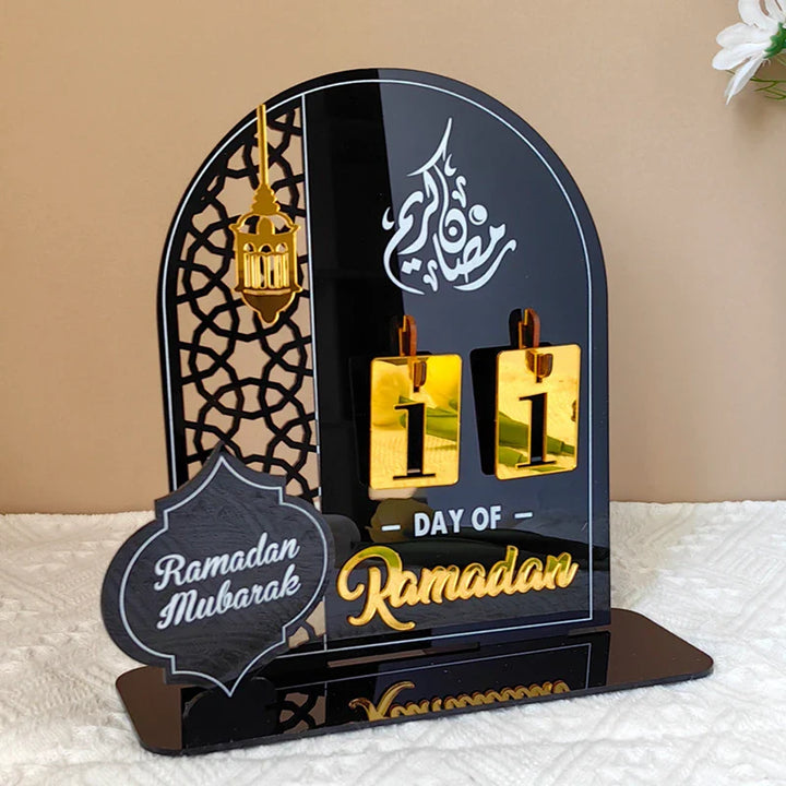Rynx Acrylic Ramadan Countdown Calendar Gifts Day of Ramadan Calendar with Replacement Number Eid Mubarak Home Decoration Ornament