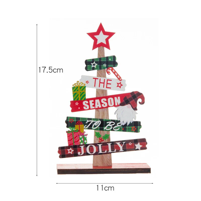 Rynx Wood Christmas Tree Desktop Ornament Santa Merry Christmas Sign Plaque Xmas Decoration for Home 2025 New Year Noel Gift