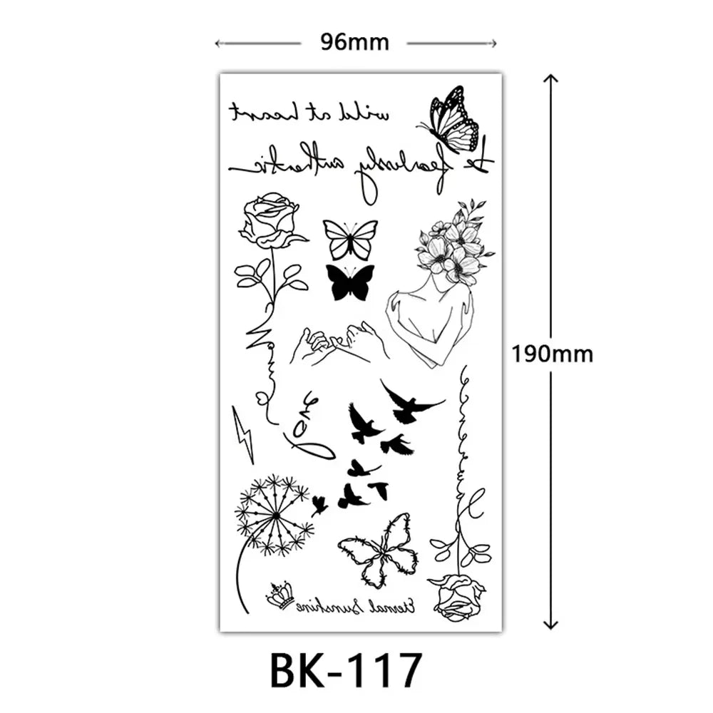 Rynx | 1PCS Sketch Flower Tattoo Sticker Black Datura Arm Legs Tattoo Temporary Waterproof Durable Sexy Tattoo Stickers For Women Body