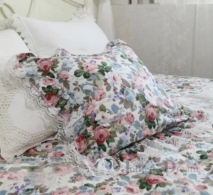 Rynx Top Luxury khaki European embroidery pillowcase large ruffle lace pleated pillowcase cake layers princess bedding pillowcase