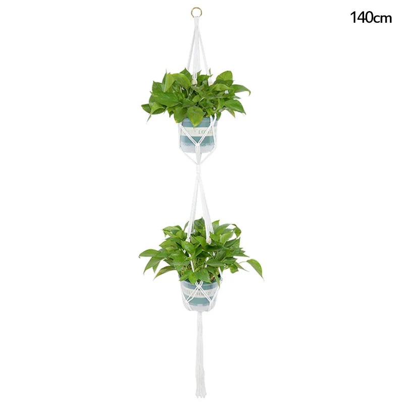 Rynx Macrame Handmade Plant Hanger Baskets Flower Pots Holders Balcony Hanging Decoration Knotted Lifting Rope Garden Supplies