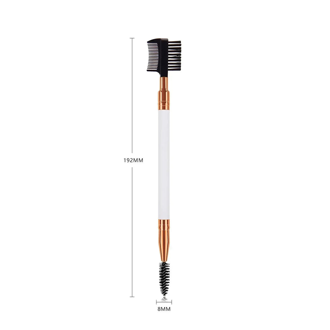 Rynx | Double-Sided Wooden Handle Eyebrow Brush Eyelash Brush 2 In 1 Professional Makeup Brush Eyelash Curler Diagonal Corner Brush